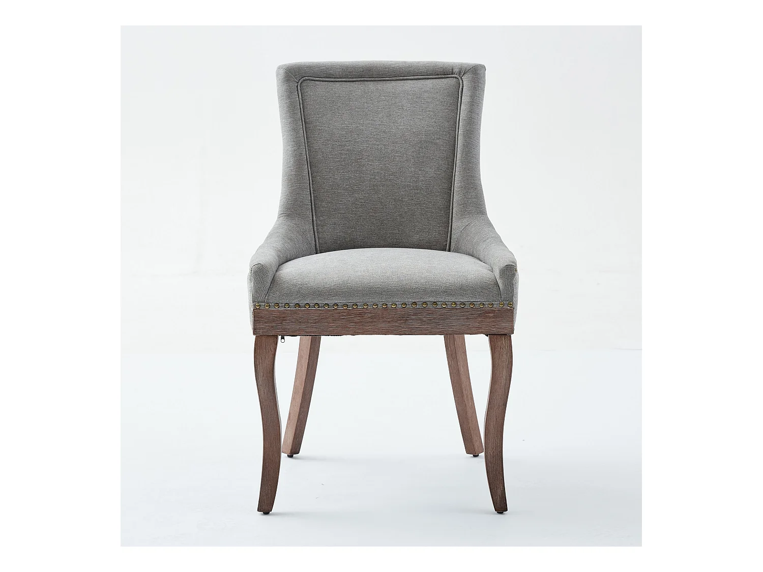 Lot de 2 chaises de salle à manger - Chaises de salle à manger avec dossier rembourré et clous bronze - gris