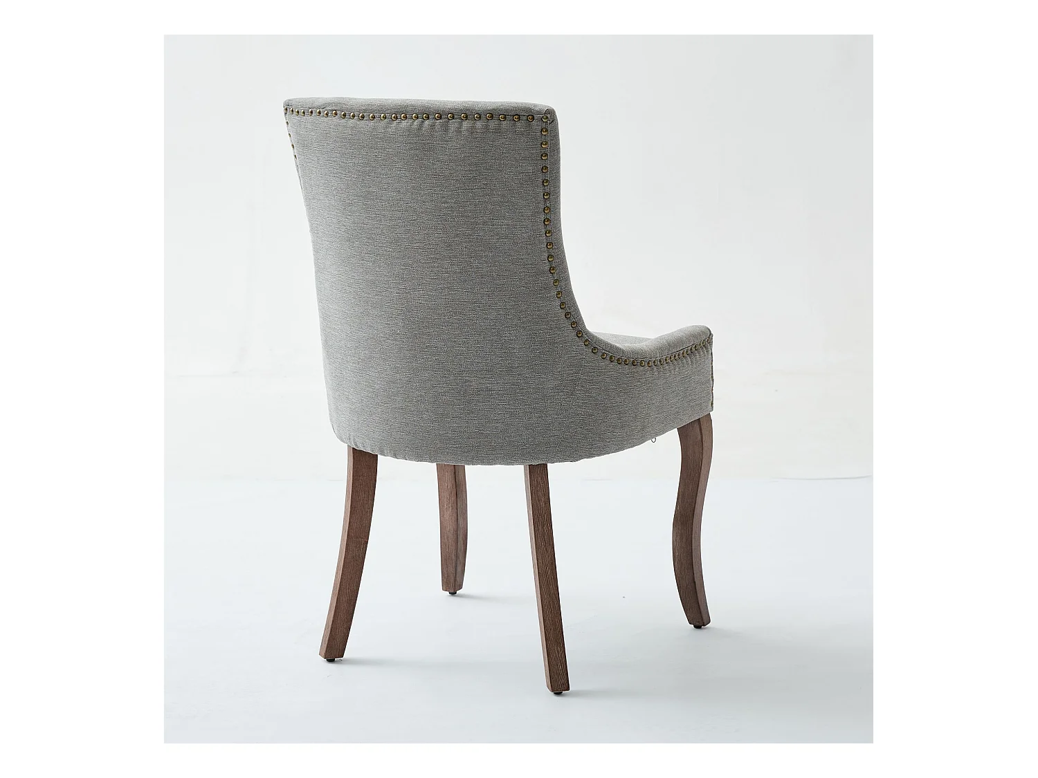 Lot de 2 chaises de salle à manger - Chaises de salle à manger avec dossier rembourré et clous bronze - gris