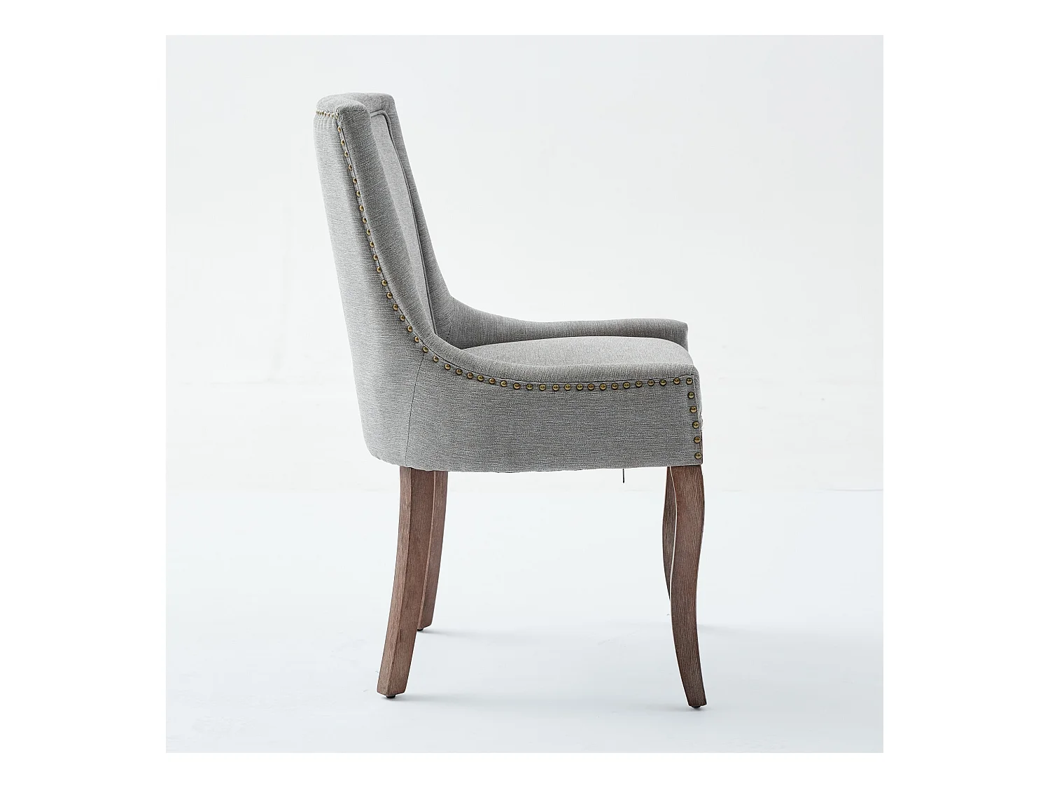 Lot de 2 chaises de salle à manger - Chaises de salle à manger avec dossier rembourré et clous bronze - gris