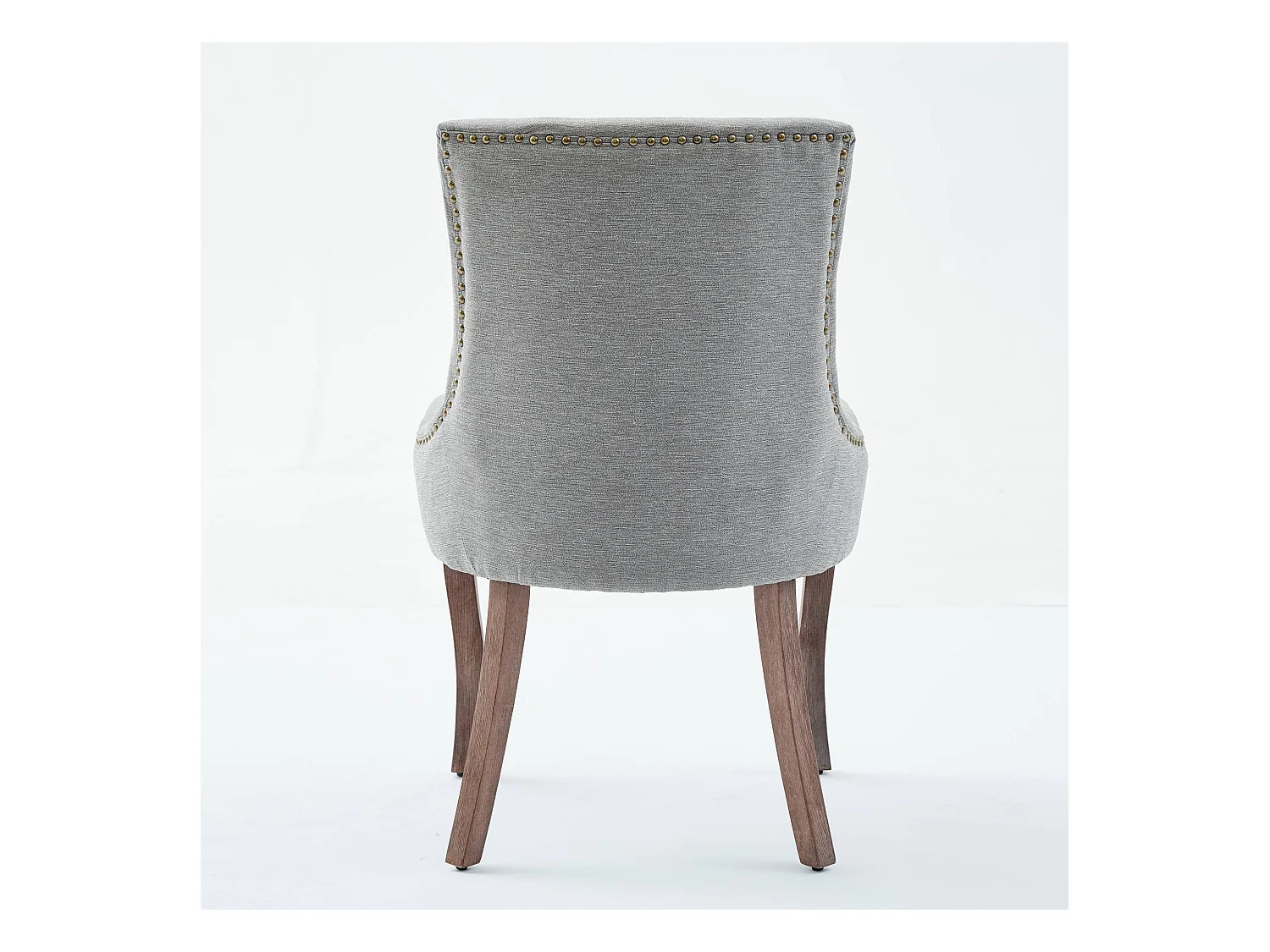 Lot de 2 chaises de salle à manger - Chaises de salle à manger avec dossier rembourré et clous bronze - gris