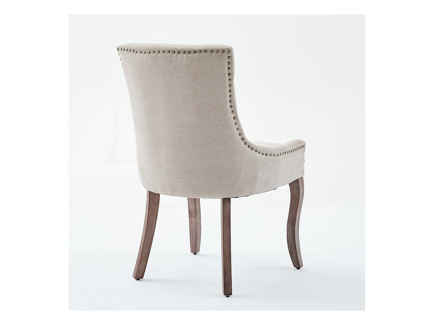 2er-Set Esszimmerstühle - Esszimmerstühle mit gepolsterter Rückenlehne und Bronzenieten - beige
