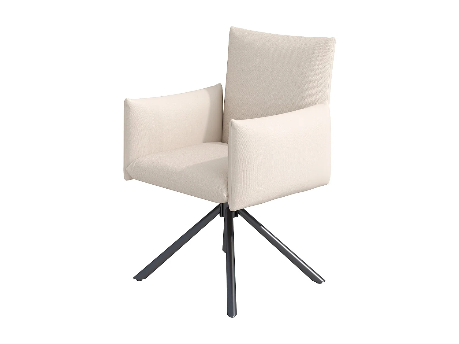 Set van 2 eetkamerstoelen - Vierpoot metalen stoel met armleuningen - beige linnen