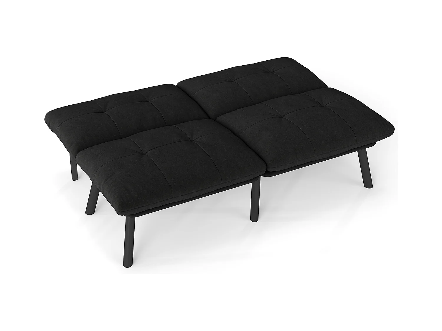 Canapé 2 places - Canapé droit avec dossier rabattable et pieds en métal - velours noir