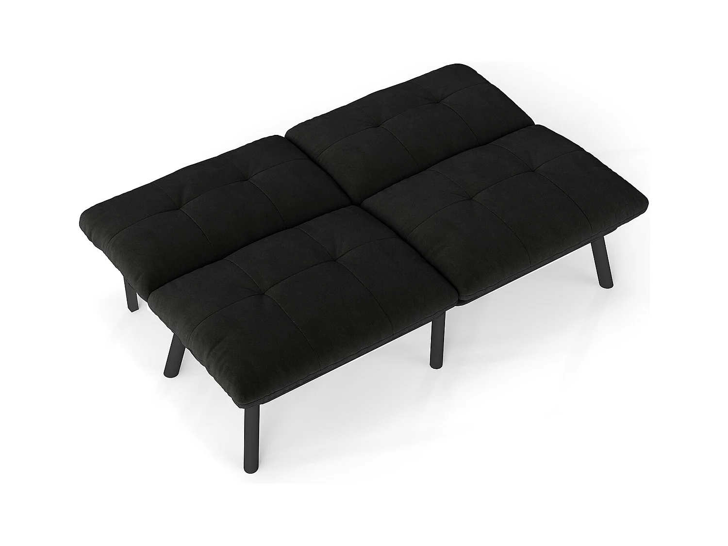Canapé 2 places - Canapé droit avec dossier rabattable et pieds en métal - velours noir
