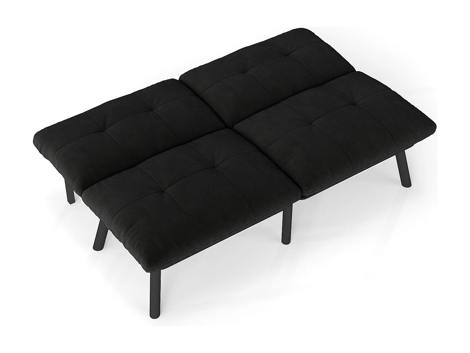 Canapé 2 places - Canapé droit avec dossier rabattable et pieds en métal - velours noir