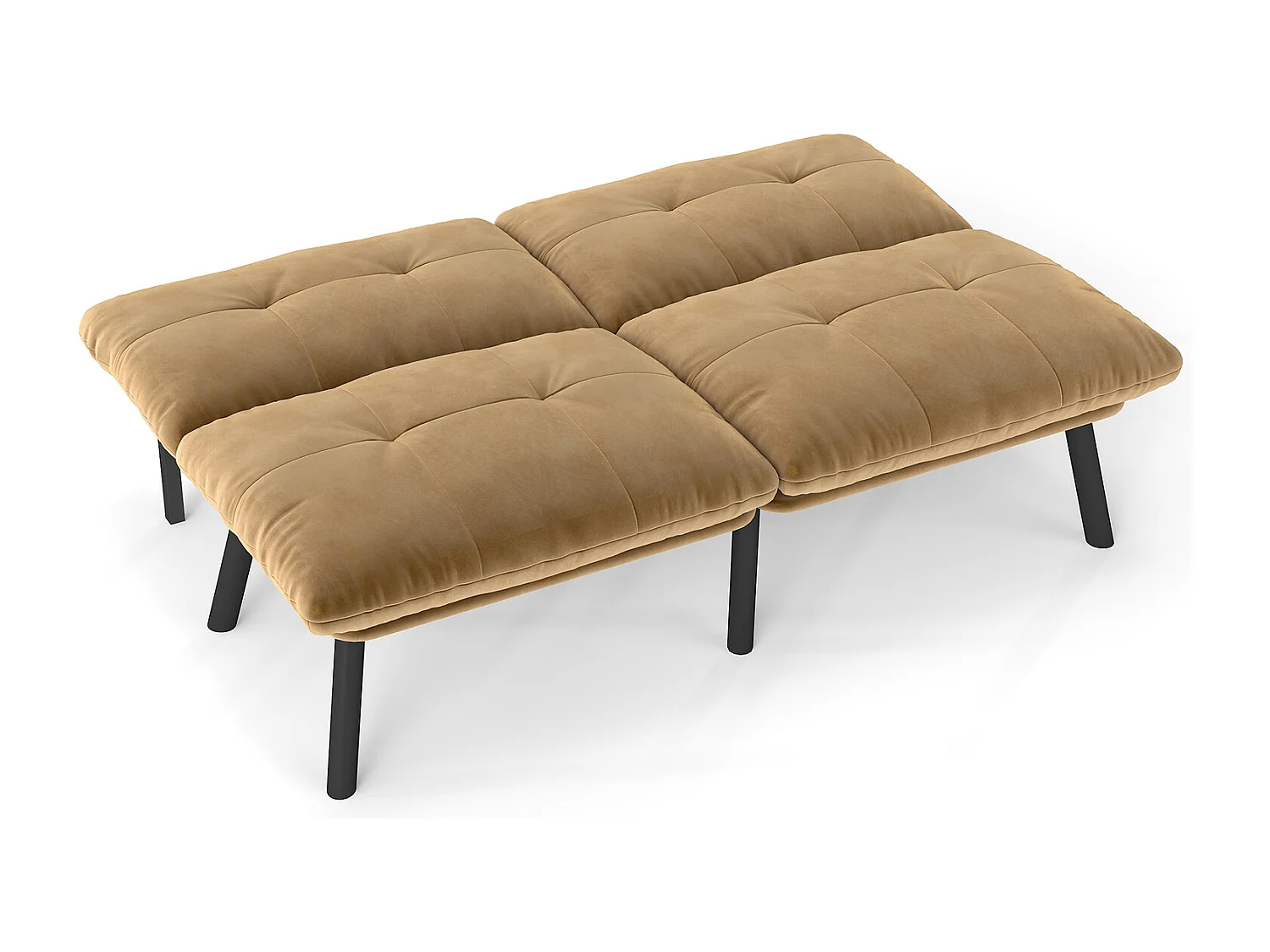 2-Sitzer-Sofa – Gerades Sofa mit klappbarer Rückenlehne und Metallbeinen – Brauner Samt