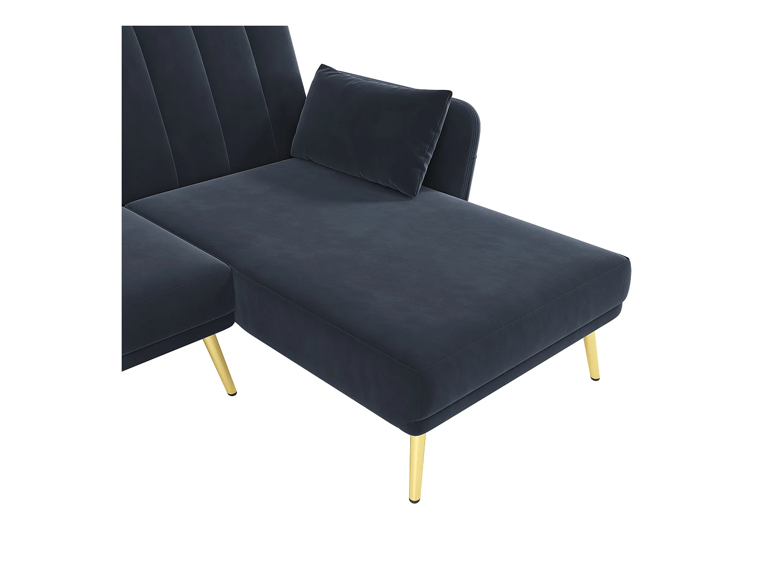 Schwarzes Ecksofa - 3-Sitzer-Sofa mit 3-fach verstellbarer Rückenlehne und Seitentaschen - Samt