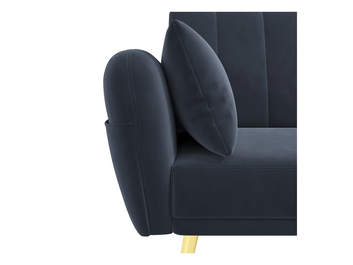 Canapé d'angle noir - Canapé 3 places avec dossier réglable sur 3 niveaux et poches latérales - velours