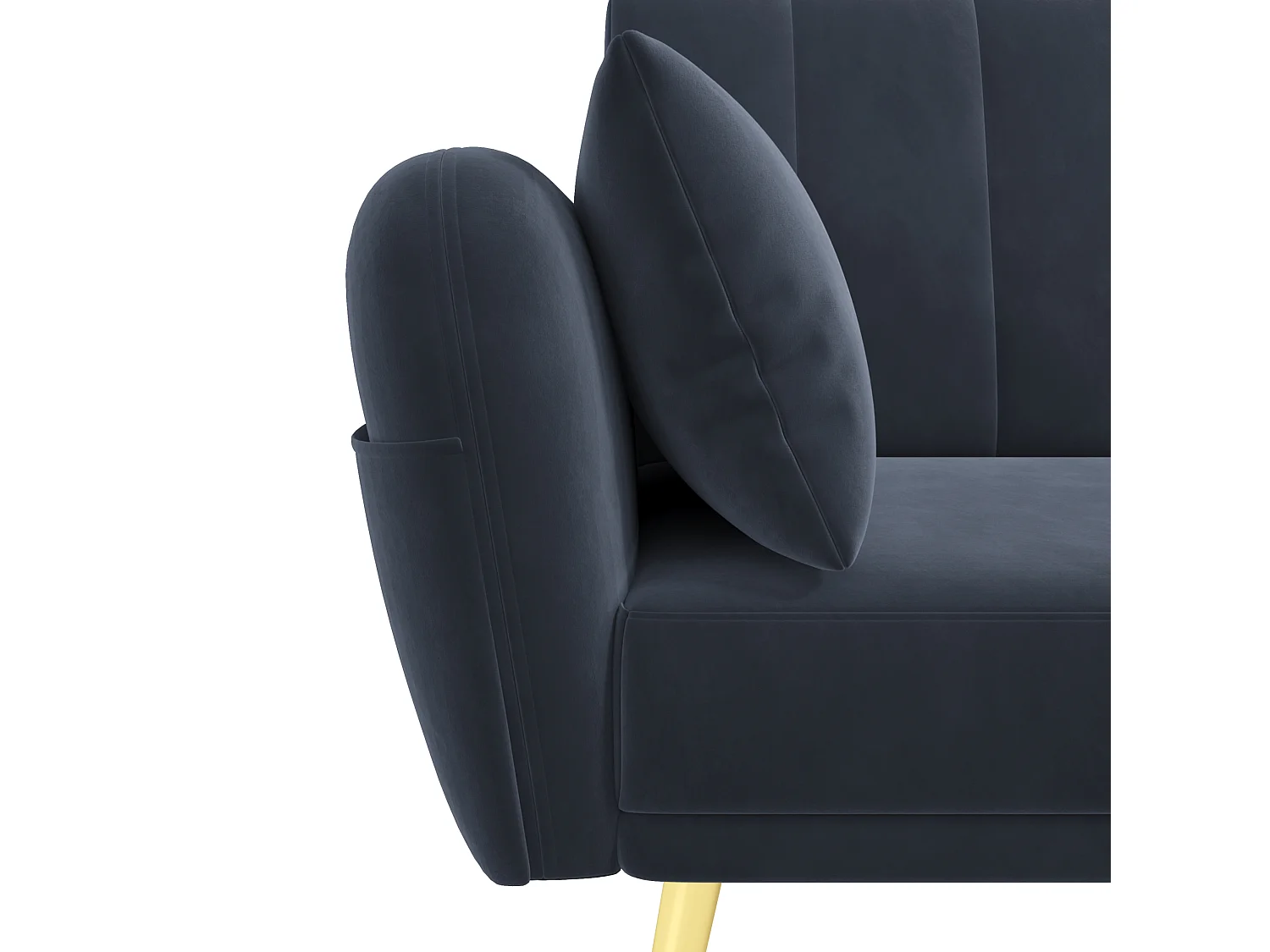 Canapé d'angle noir - Canapé 3 places avec dossier réglable sur 3 niveaux et poches latérales - velours