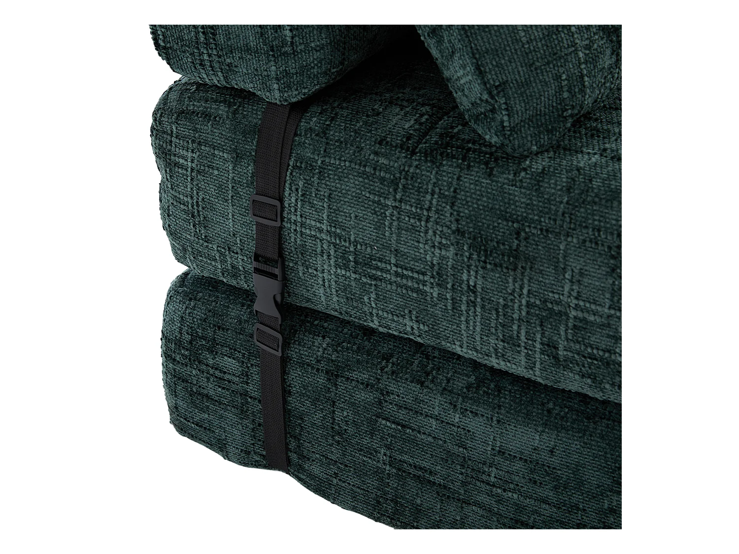 Canapé 1 place vert - Canapé pliant avec dossier et coussins - chenille