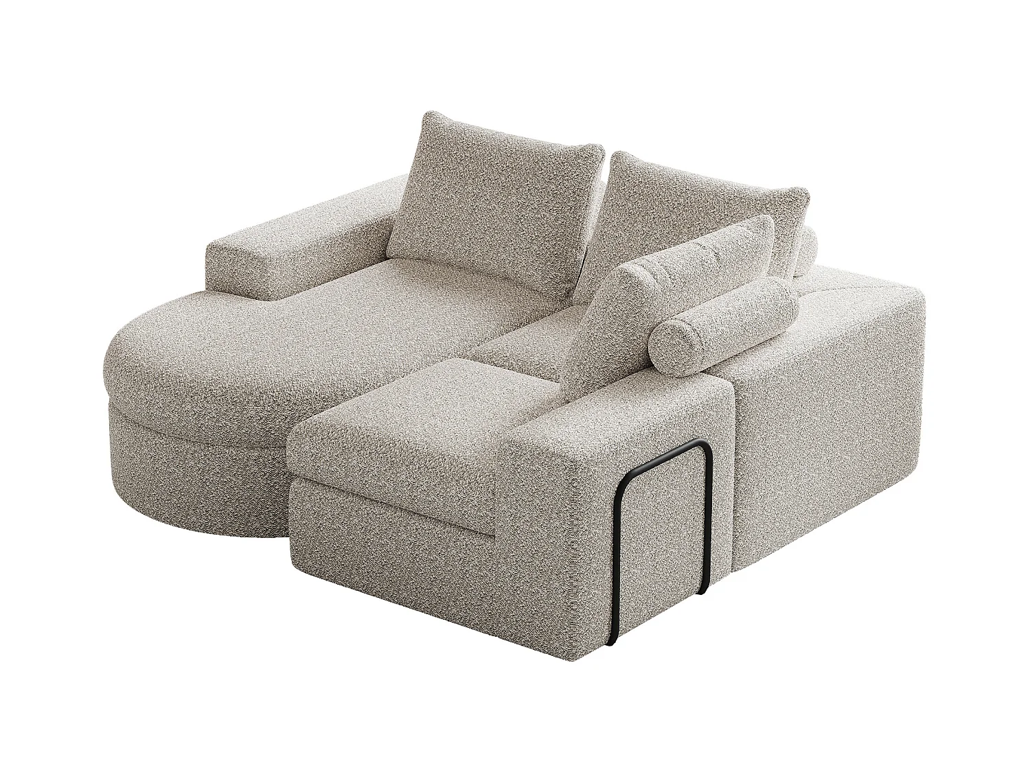 Beige hoekbank - 3-zitsbank met 3 kussens en 2 hoofdsteunen - chenille