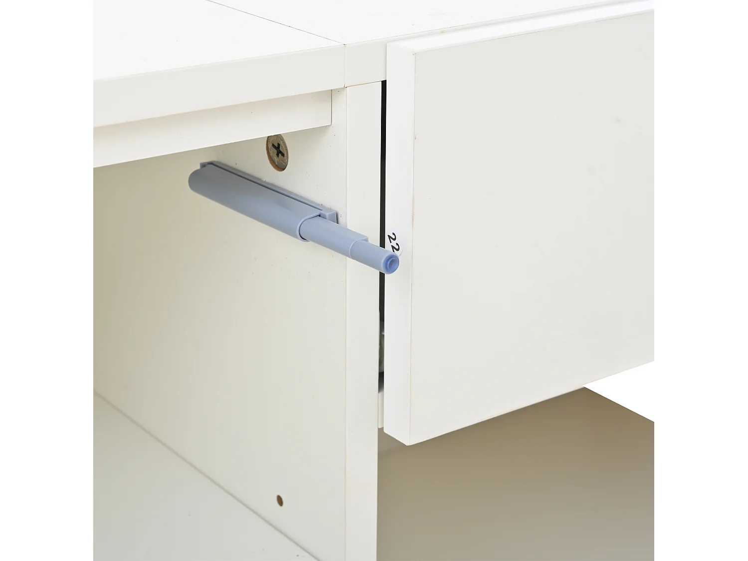 Meuble TV blanc brillant - Meuble TV avec 2 portes et 1 tiroir - 2 espaces de rangement semi-ouverts