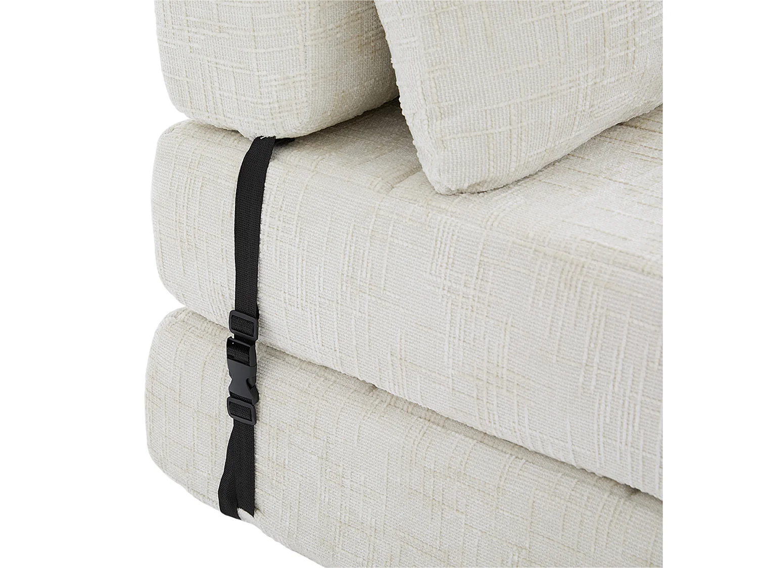 Beiges 1-Sitzer-Sofa - Klappsofa mit Rückenlehne und Kissen - Chenille