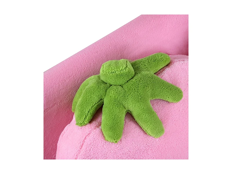 Canapé 2 places rose - Canapé enfant avec 2 coussins et accoudoirs motif fraise