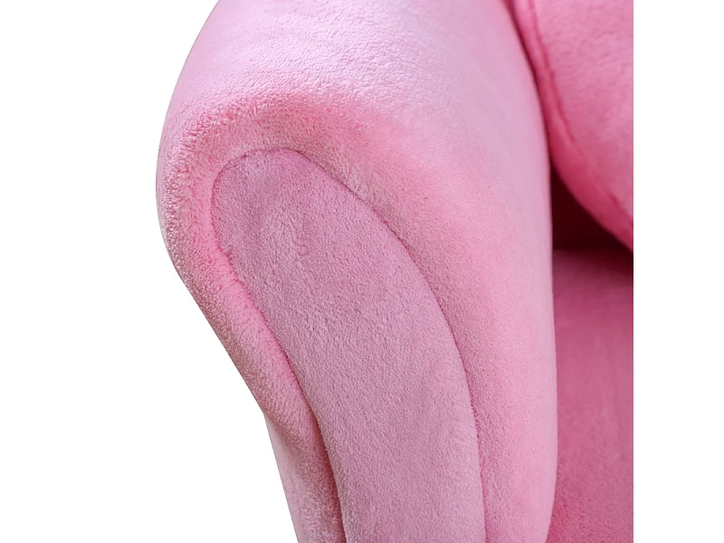 Canapé 2 places rose - Canapé enfant avec 2 coussins et accoudoirs motif fraise