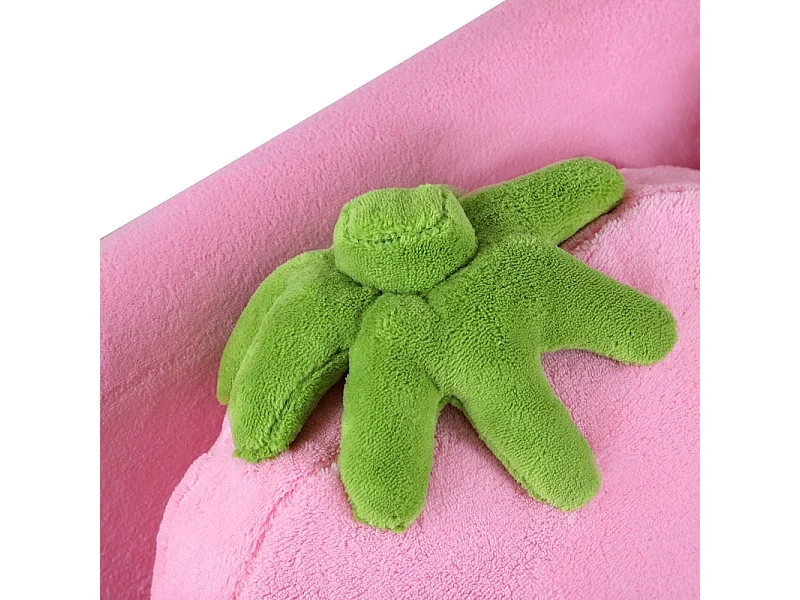 Canapé 2 places rose - Canapé enfant avec 2 coussins et accoudoirs motif fraise