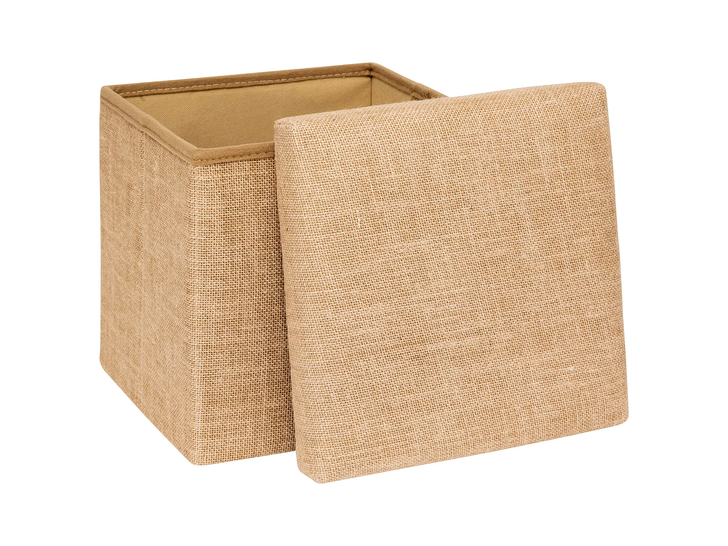 Puf de almacenamiento plegable de tela de yute