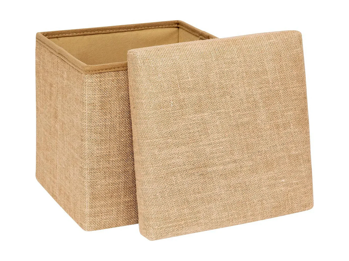 Pouf Coffre Pliant "Toile de Jute" 31cm Naturel