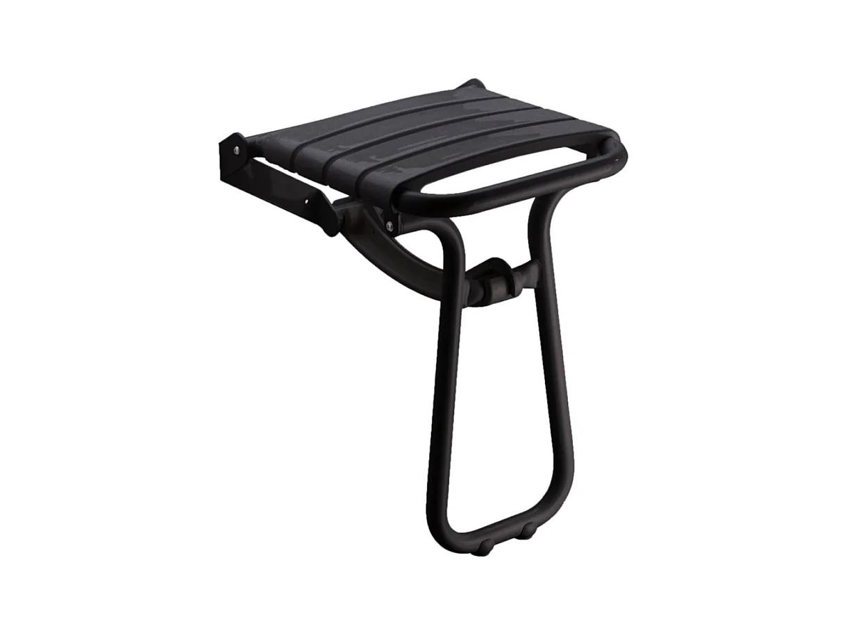 Siège de douche PMR PELLET Essentiel confort escamotable avec pied aluminium époxy noir