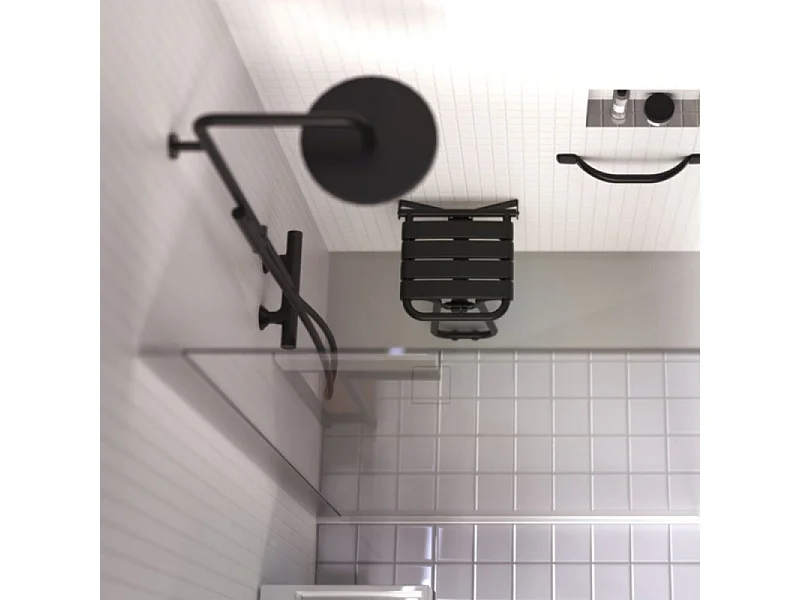Siège de douche PMR PELLET Essentiel confort escamotable avec pied aluminium époxy noir