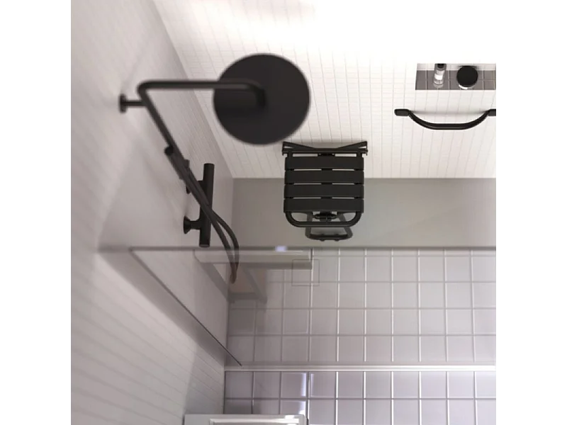 Siège de douche PMR PELLET Essentiel confort escamotable avec pied aluminium époxy noir