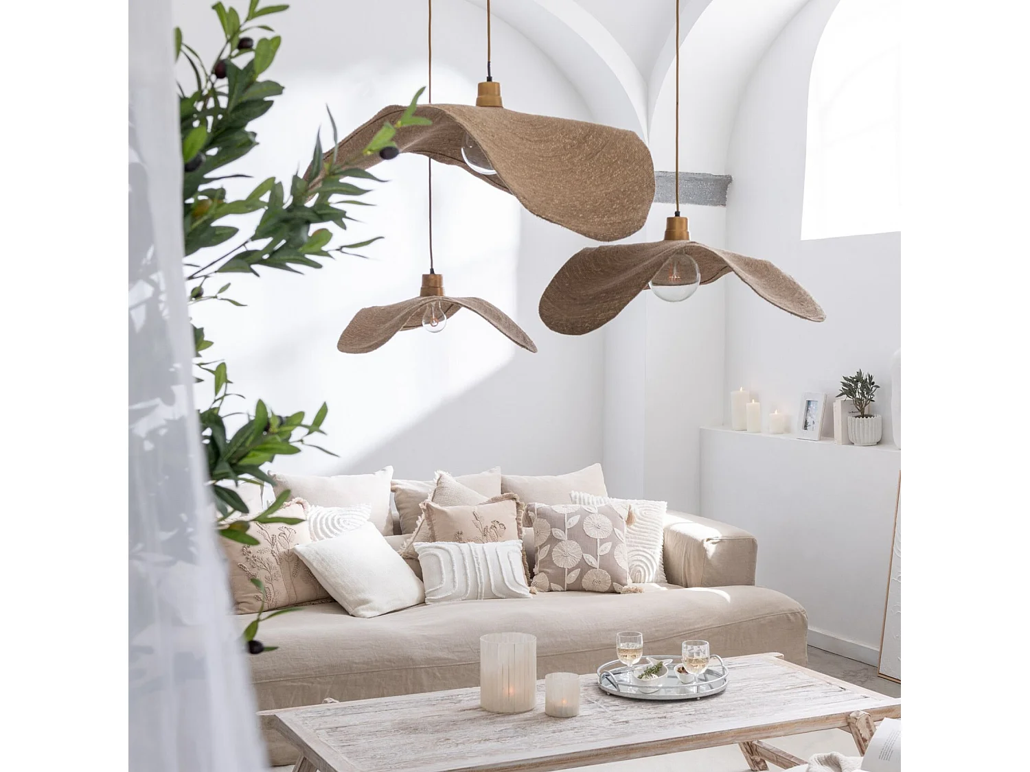 Lampe Suspension "Moonj" 75cm Naturel