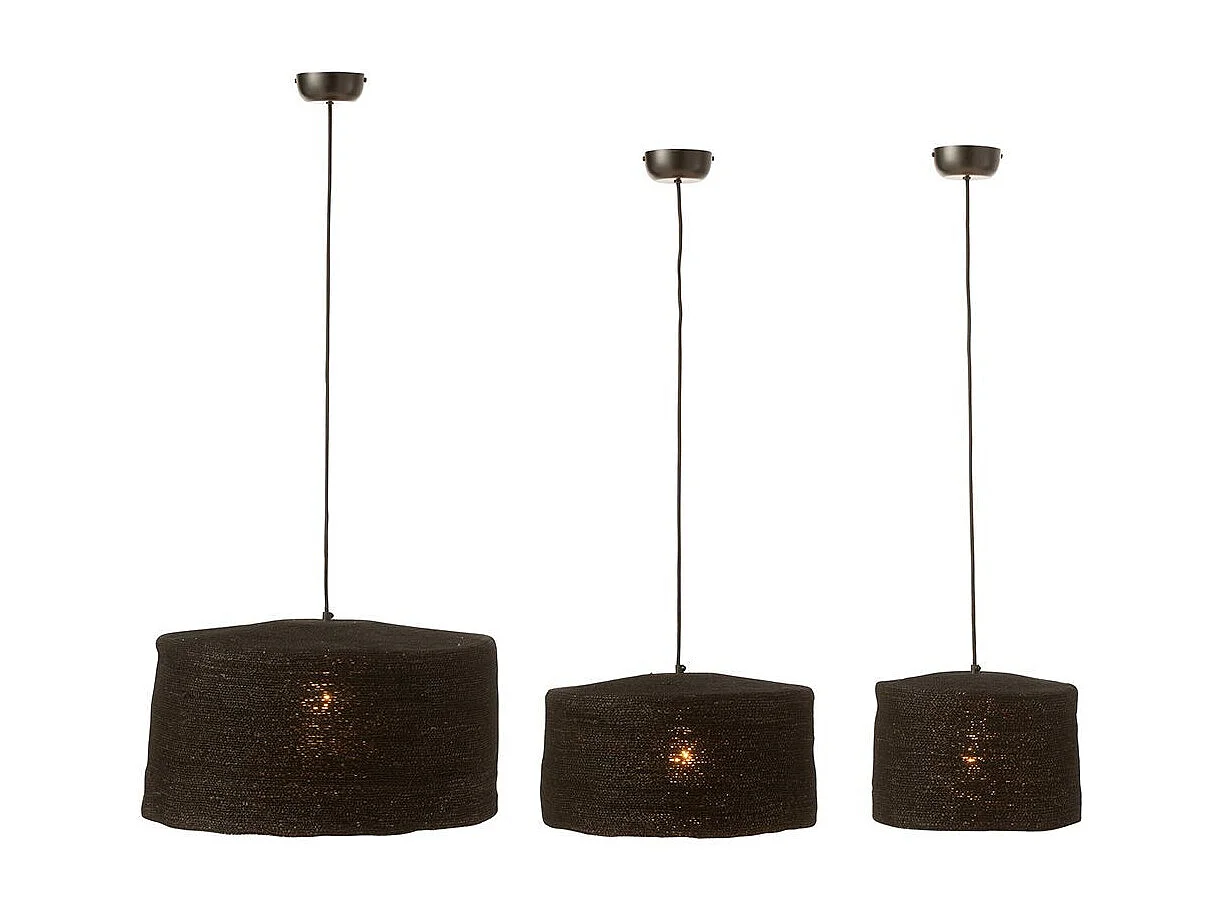 Lot de 3 Lampes Suspension "Moonj" 50cm Noir