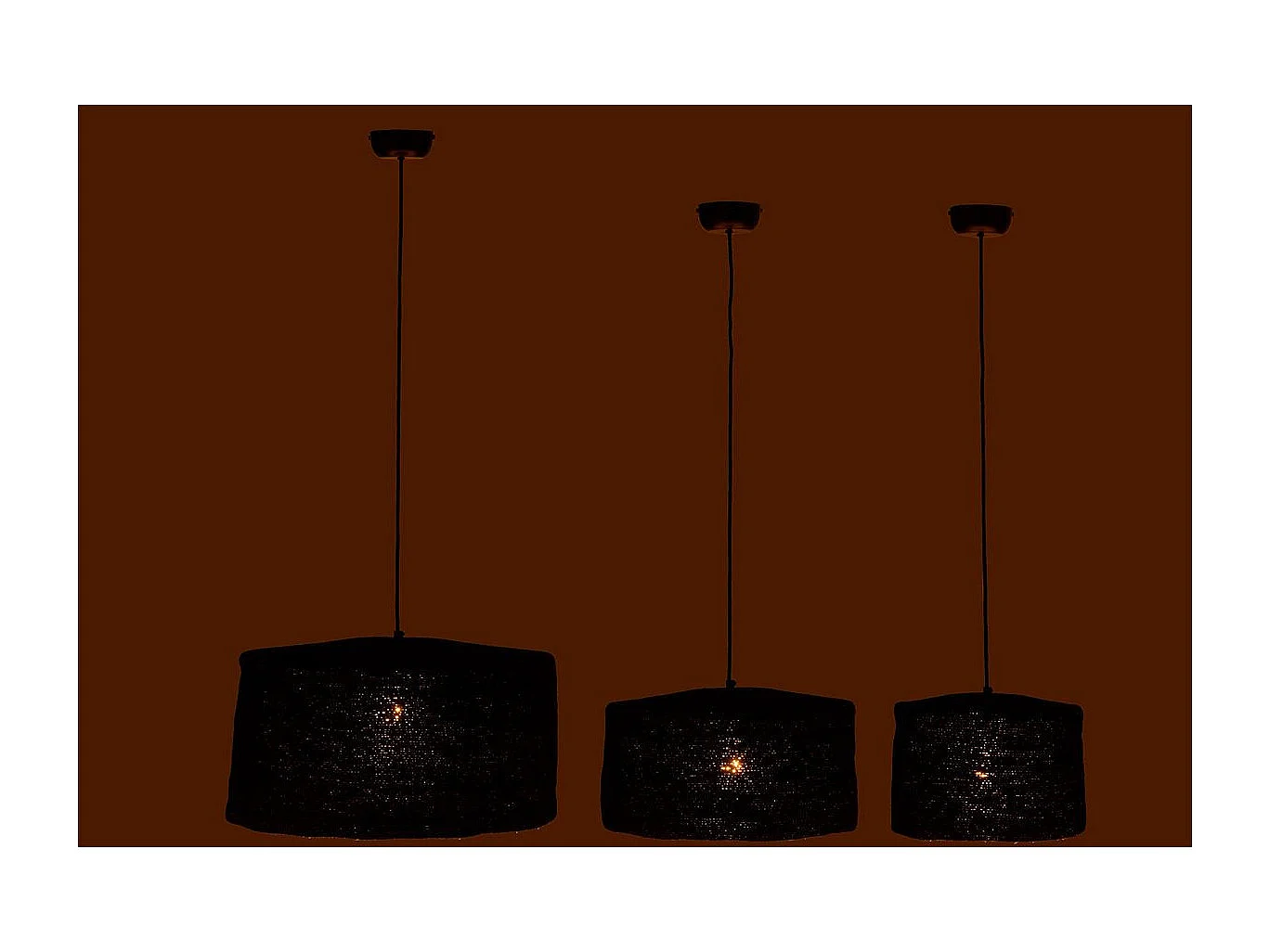 Lot de 3 Lampes Suspension "Moonj" 50cm Noir