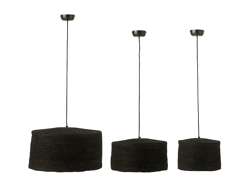 Lot de 3 Lampes Suspension "Moonj" 50cm Noir