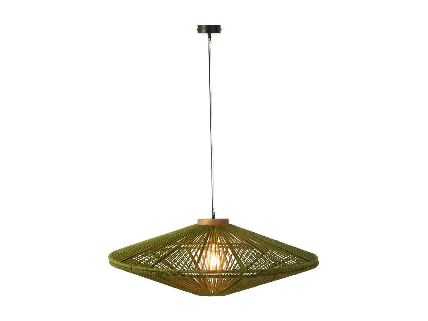 Lampe Suspension en Jute "Dollie" 93cm Vert