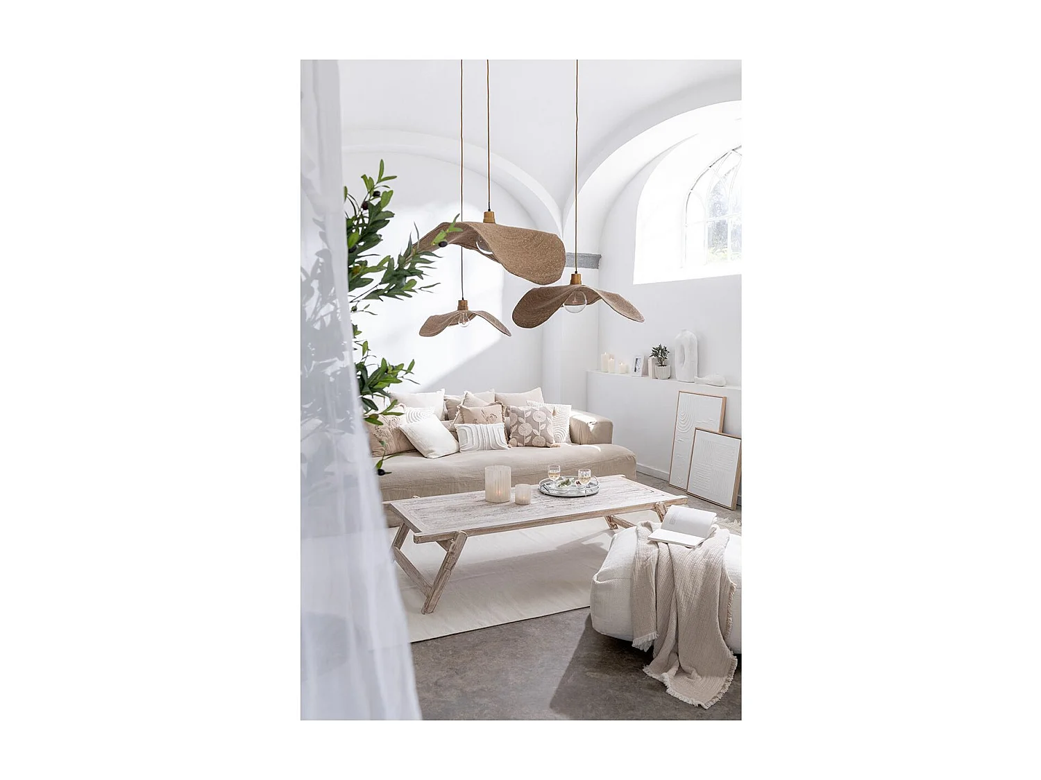 Lampe Suspension "Moonj" 55cm Naturel