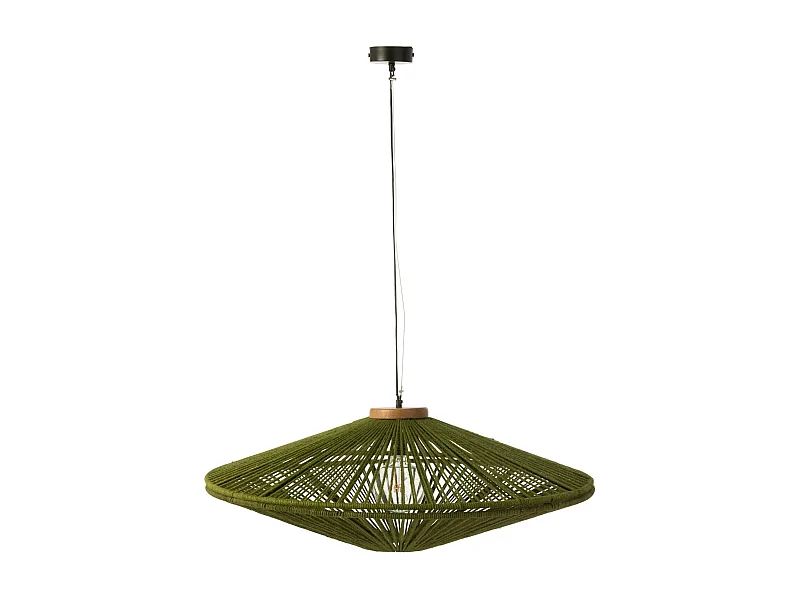 Lampe Suspension en Jute "Dollie" 62cm Vert