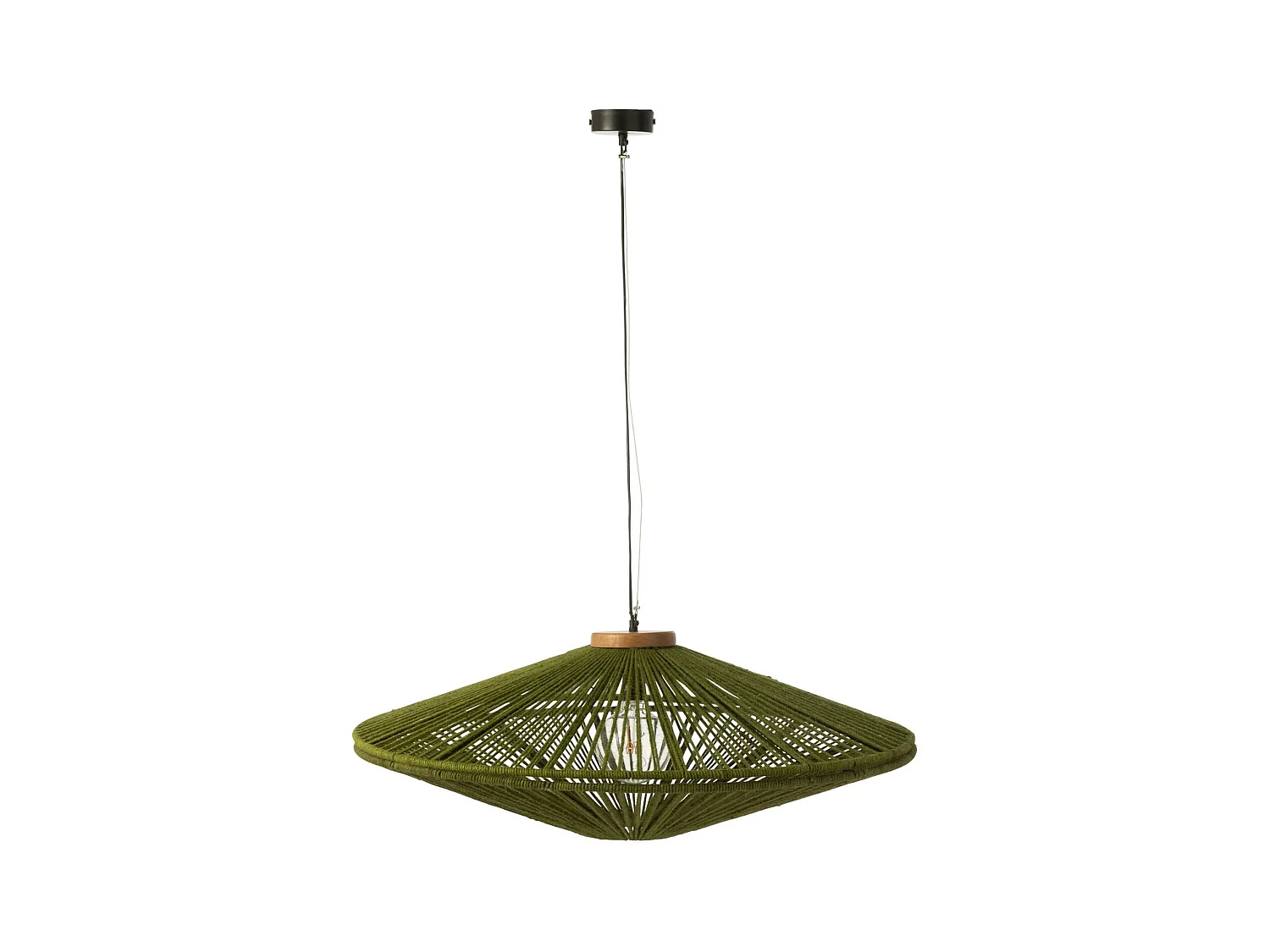 Lampe Suspension en Jute "Dollie" 62cm Vert