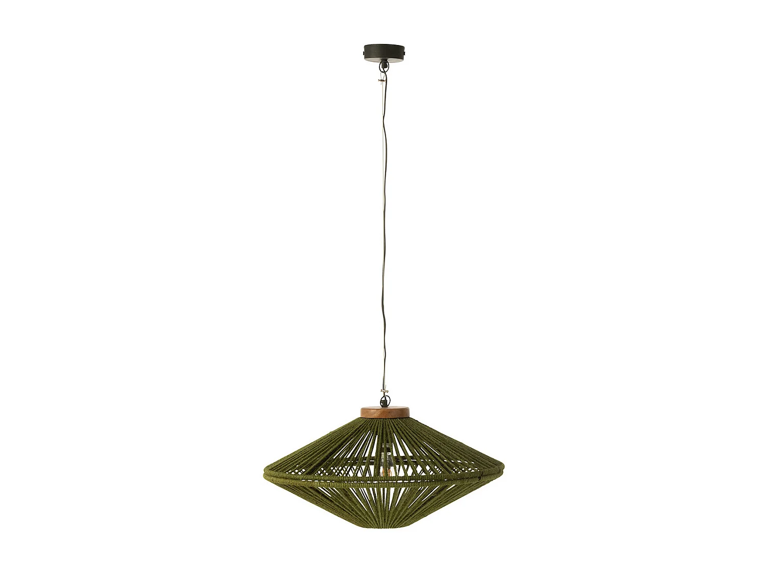 Lampe Suspension en Jute "Dollie" 62cm Vert