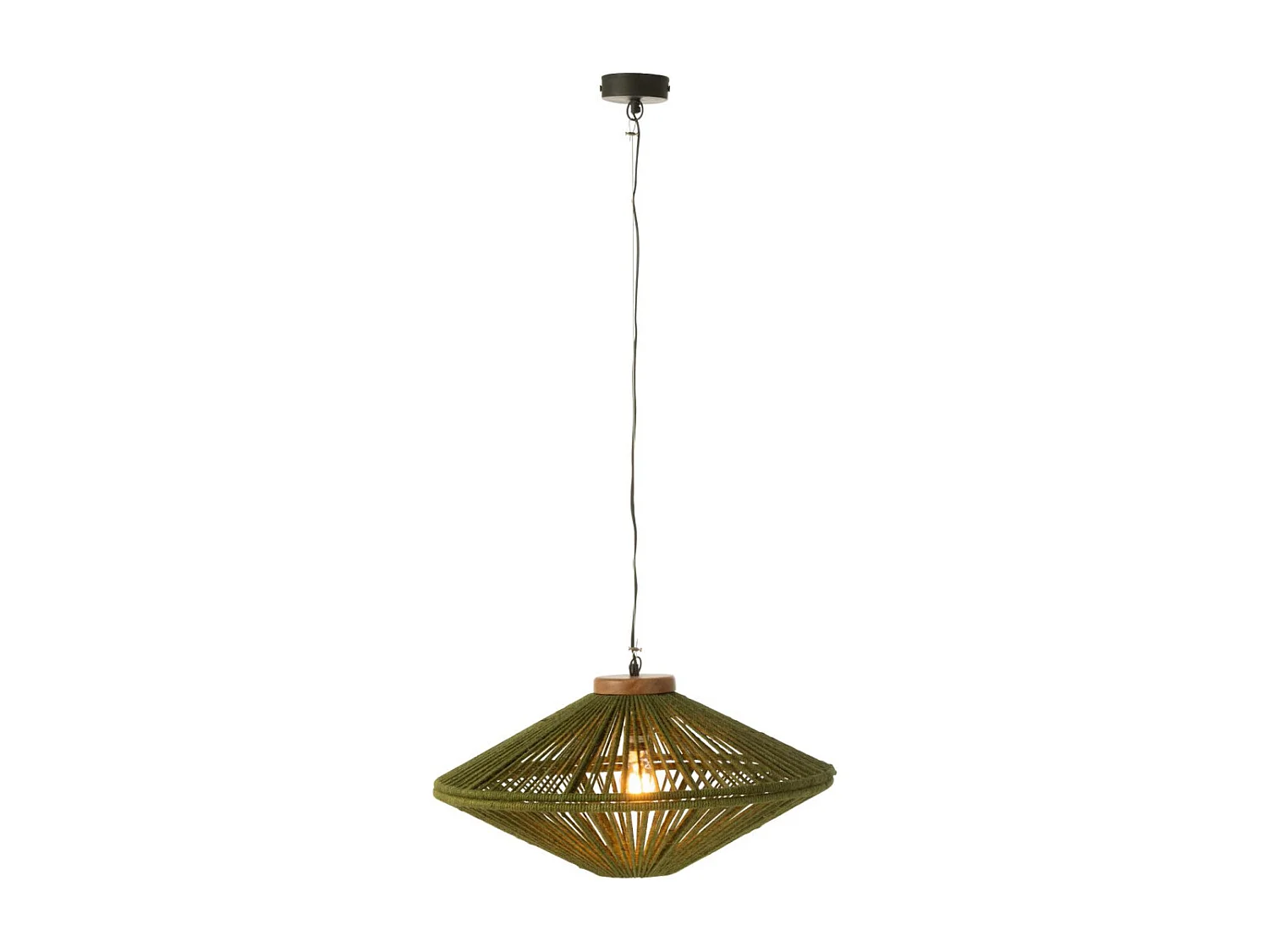 Lampe Suspension en Jute "Dollie" 62cm Vert