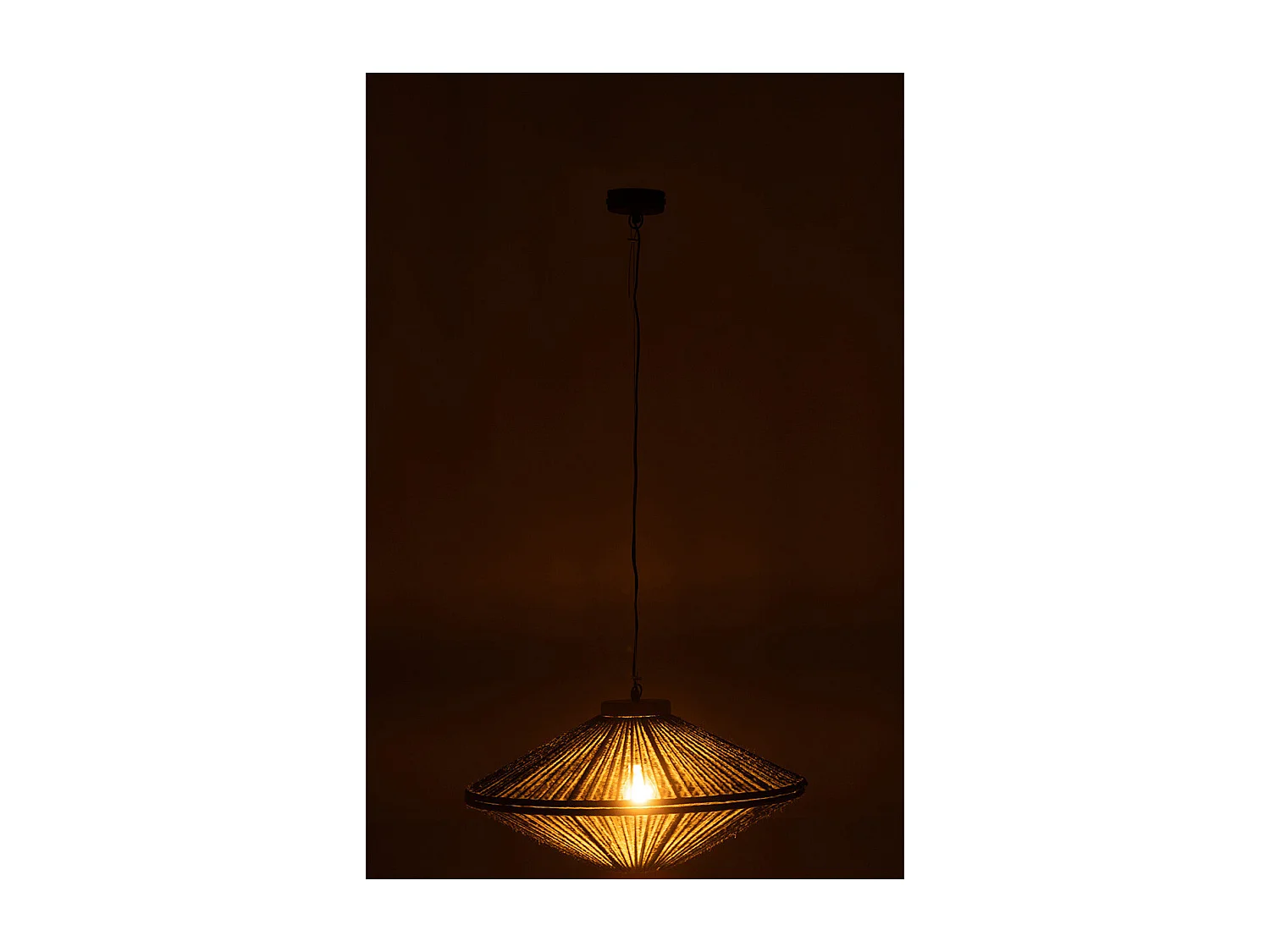 Lampe Suspension en Jute "Dollie" 62cm Vert