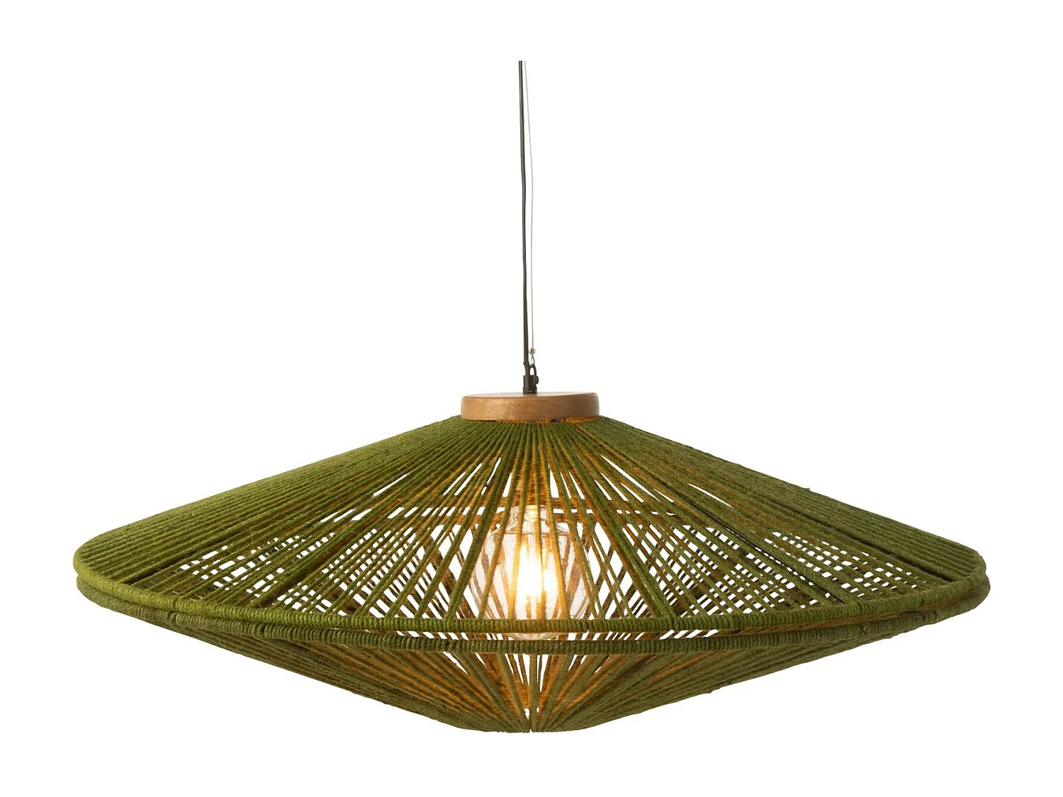 Lampe Suspension en Jute "Dollie" 62cm Vert
