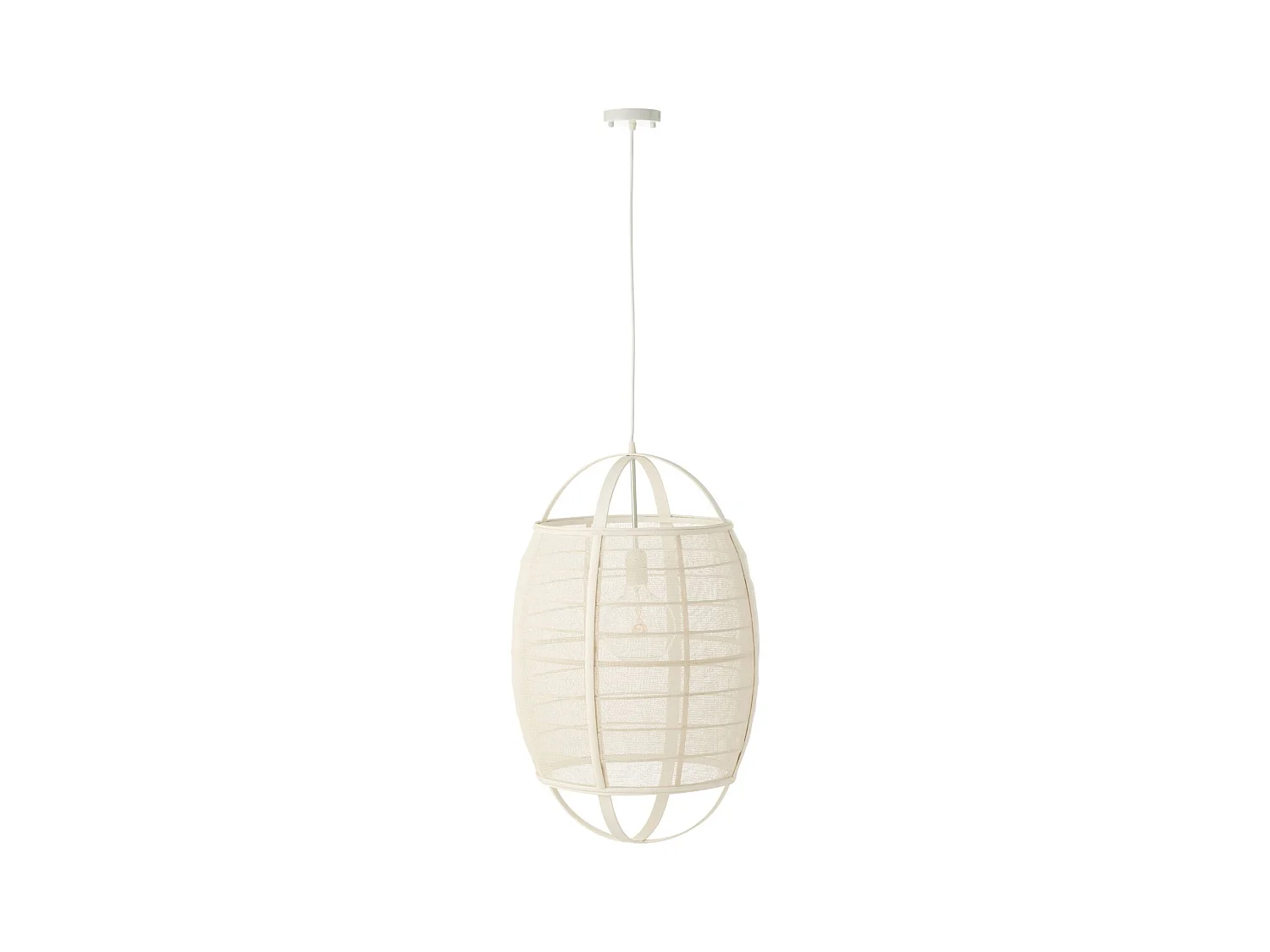 Lampe Suspension en Bambou "Ion" 37cm Blanc