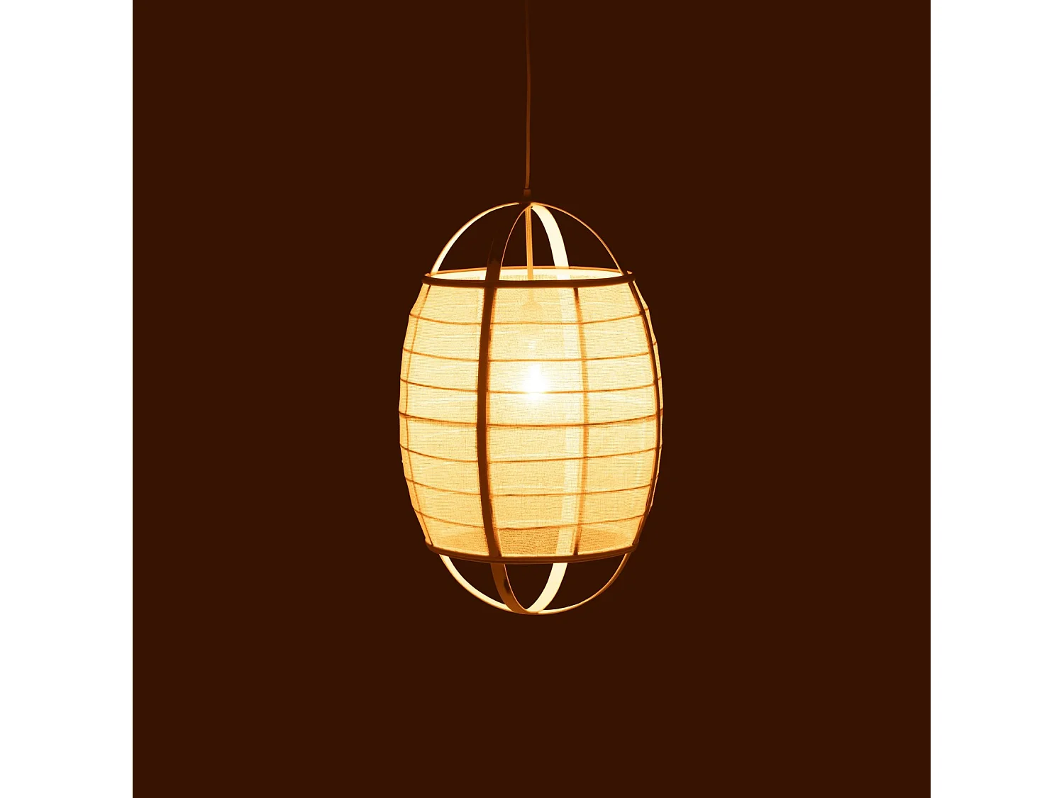 Lámpara colgante de lino y bambú