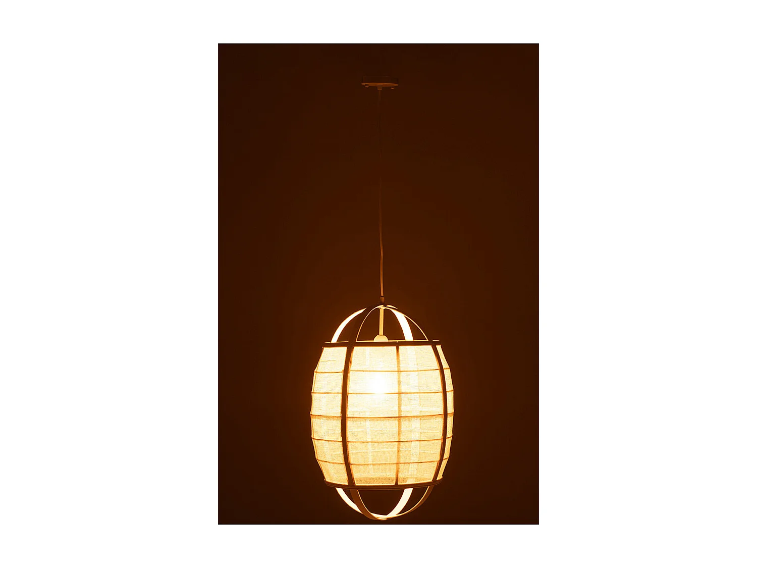 Lampe Suspension en Bambou "Ion" 37cm Blanc