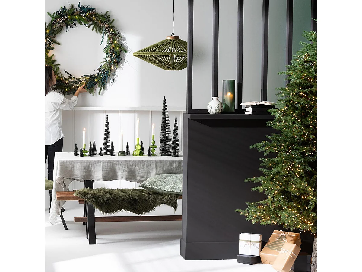 Lampe Suspension en Jute "Dollie" 77cm Vert