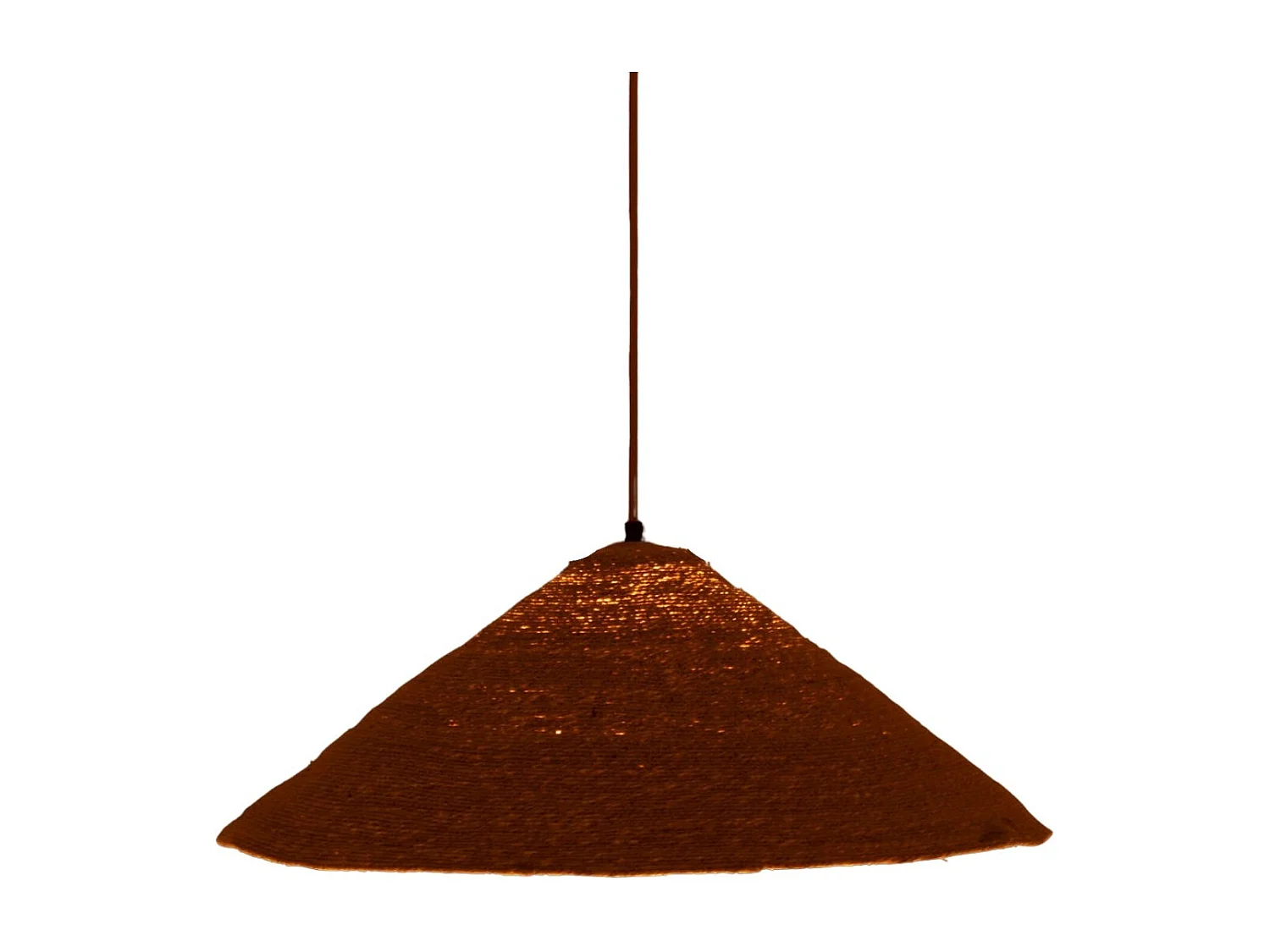 Lámpara colgante de techo con forma de sombrero en junco