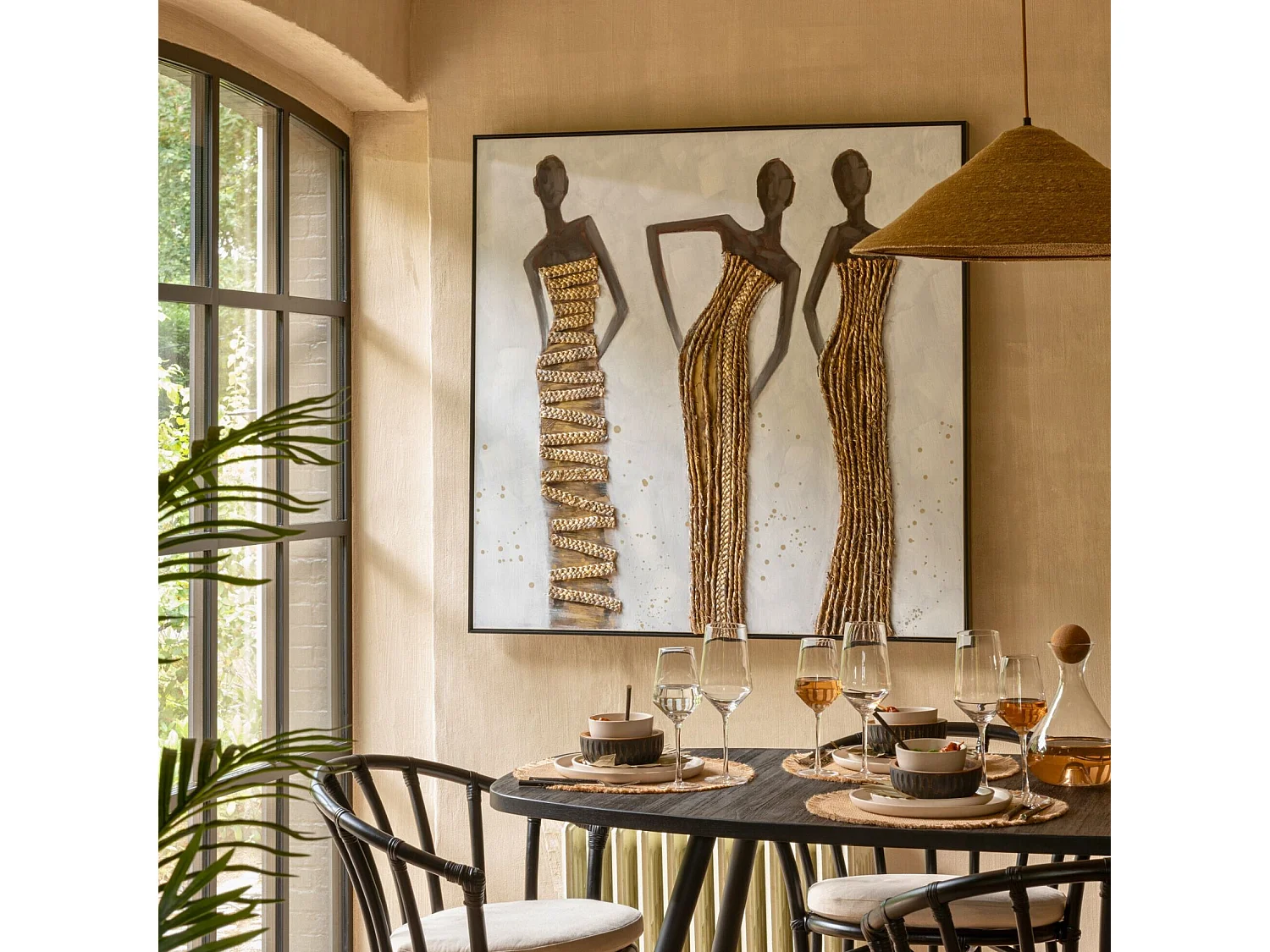 Lampe Suspension Chapeau "Moonj" 60cm Naturel