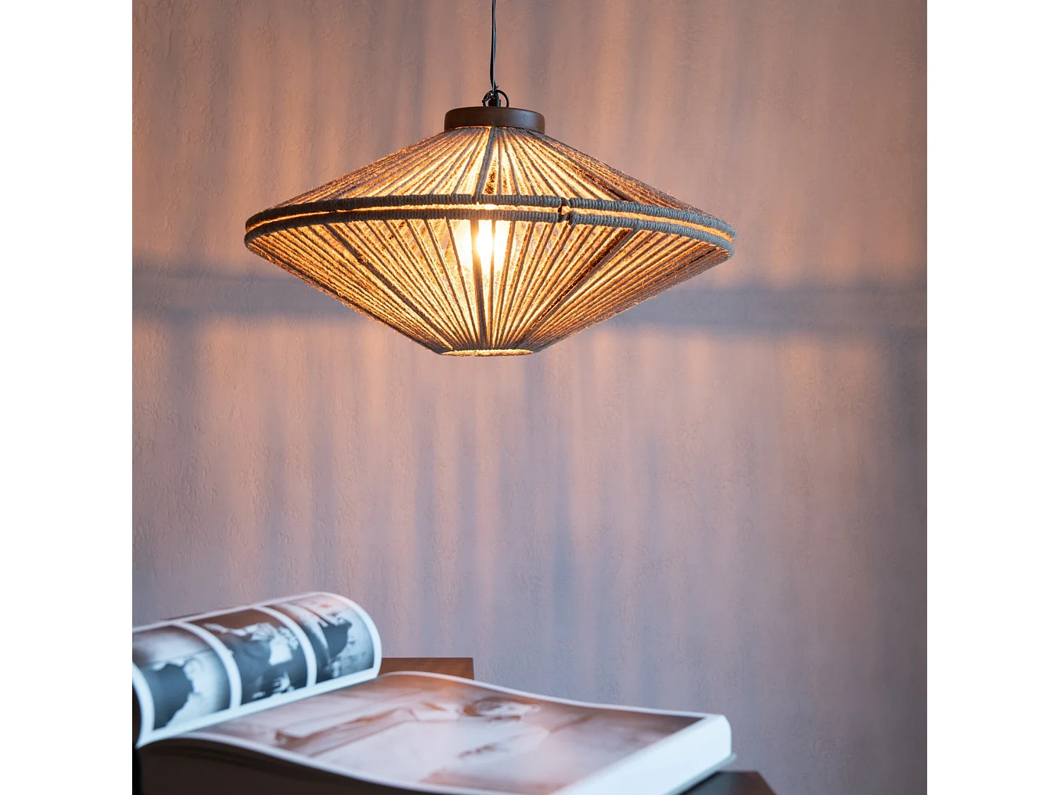 Lampe Suspension en Jute "Dollie" 93cm Naturel