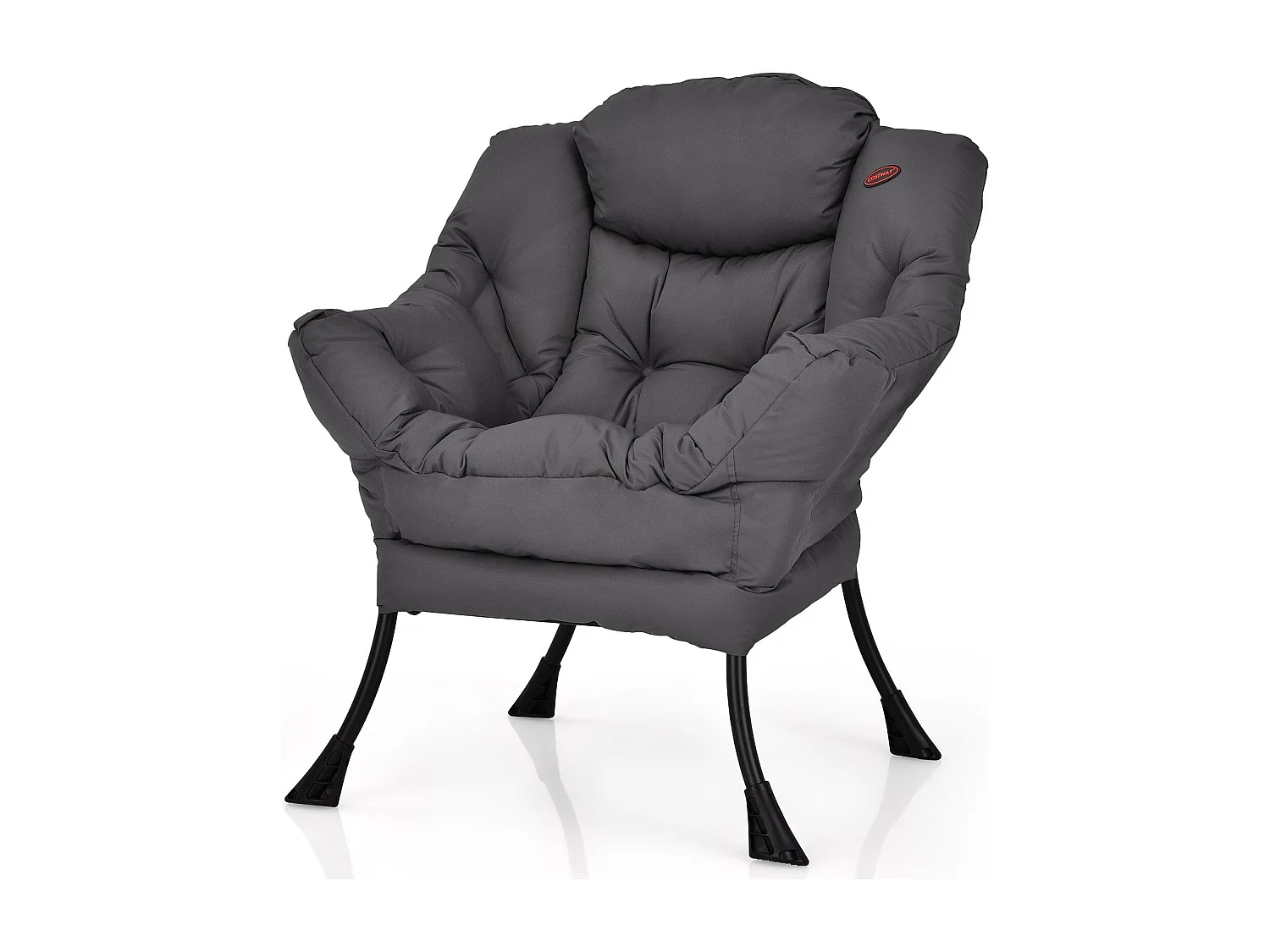 Sessel modern Relaxsessel mit Armlehnen & Seitentasche Freizeitsessel aus Polyestergewebe Ohrensessel für Wohnzimmer Grau