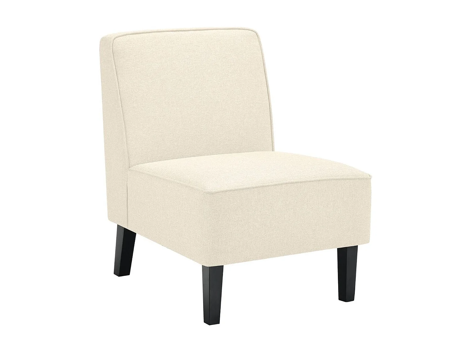 Chaise d'Appoint Rembourrée Fauteuil Simple en Tissu de Lin Chaise de Loisirs Sans Accoudoirs Coussin en Éponge Épais pour Salon Chambre Beige