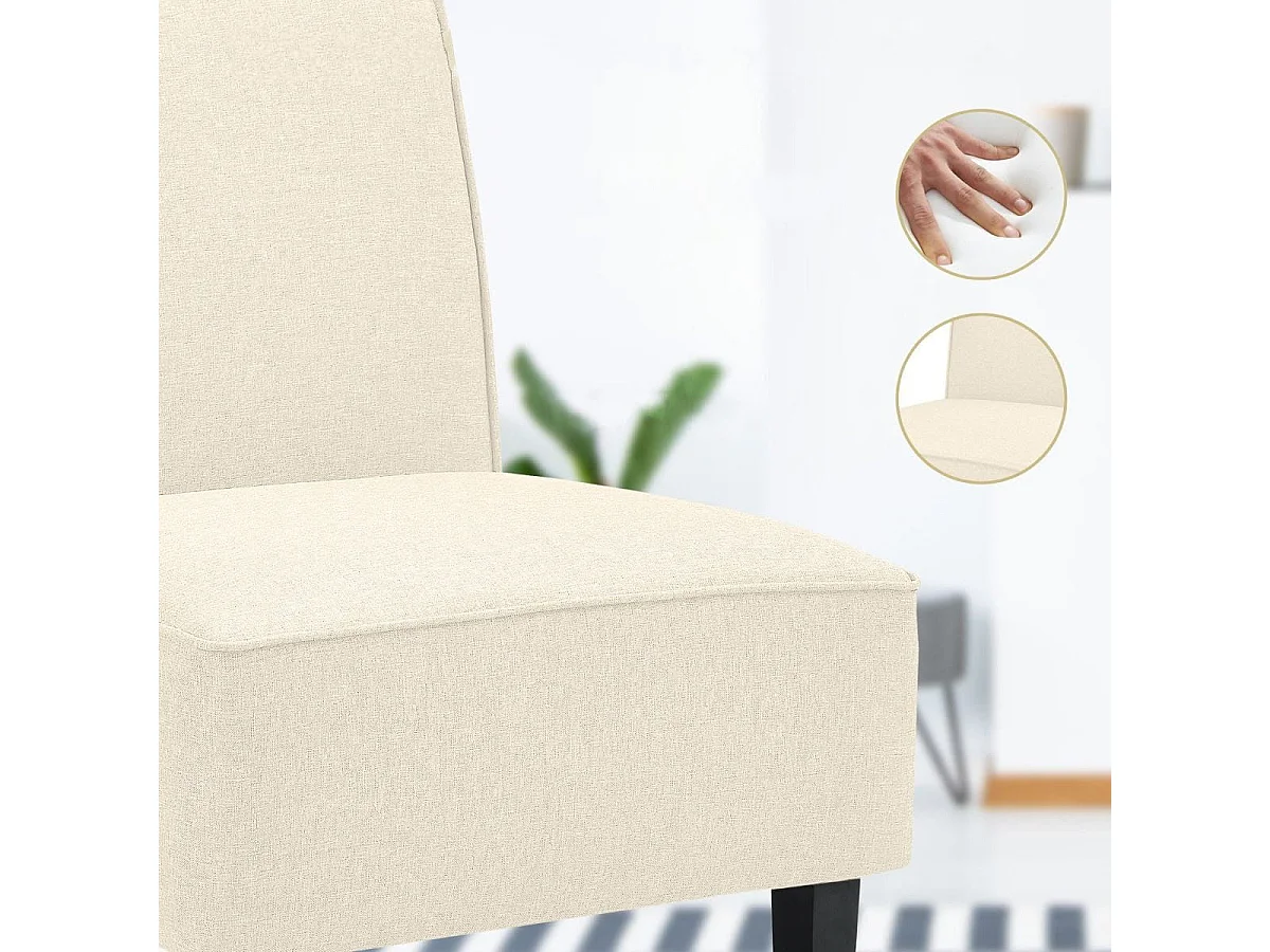 Chaise d'Appoint Rembourrée Fauteuil Simple en Tissu de Lin Chaise de Loisirs Sans Accoudoirs Coussin en Éponge Épais pour Salon Chambre Beige