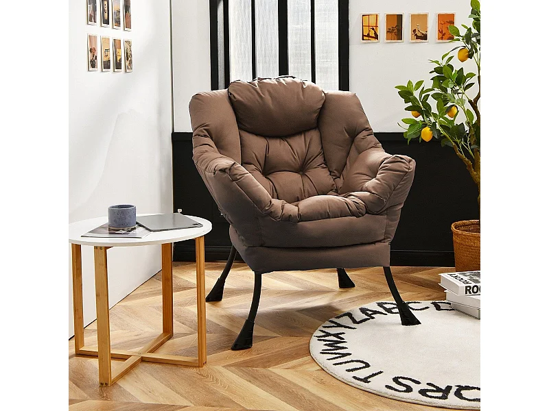 Gepolsterter Sessel mit Armlehnen Seitentasche Relaxsessel Loungesessel Fernsehsessel Braun