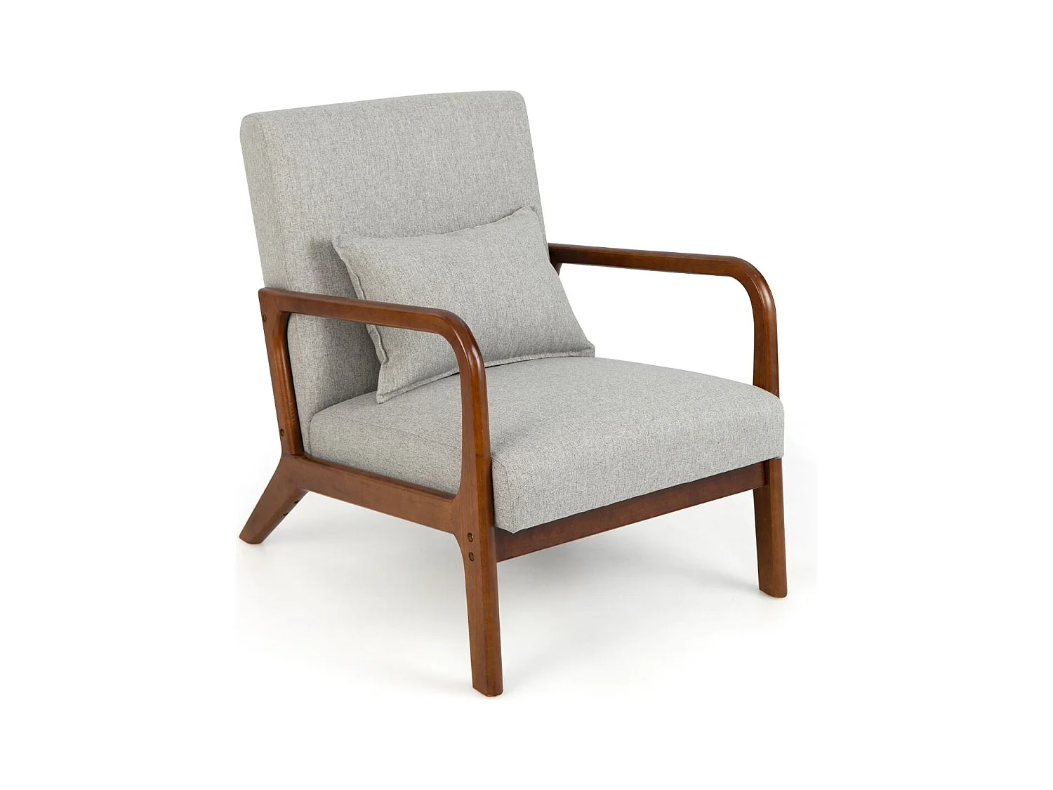 Sessel Wohnzimmer Loungesessel gepolstert Moderner Akzentstuhl Holz mit Armlehnen 65 x 79 x 77 cm Grau