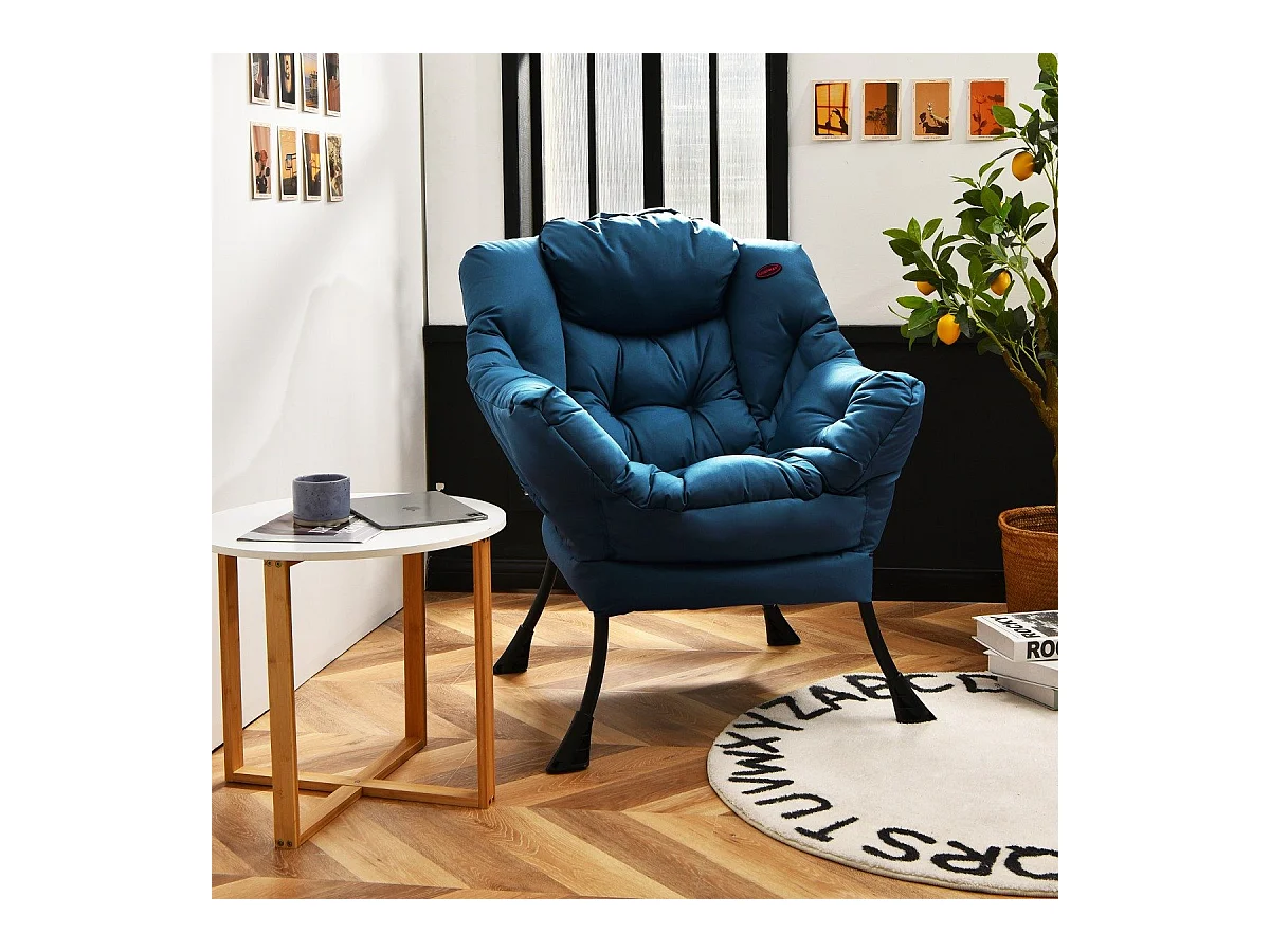 Gepolsterter Sessel mit Armlehnen Seitentasche Relaxsessel Loungesessel Fernsehsessel Marineblau
